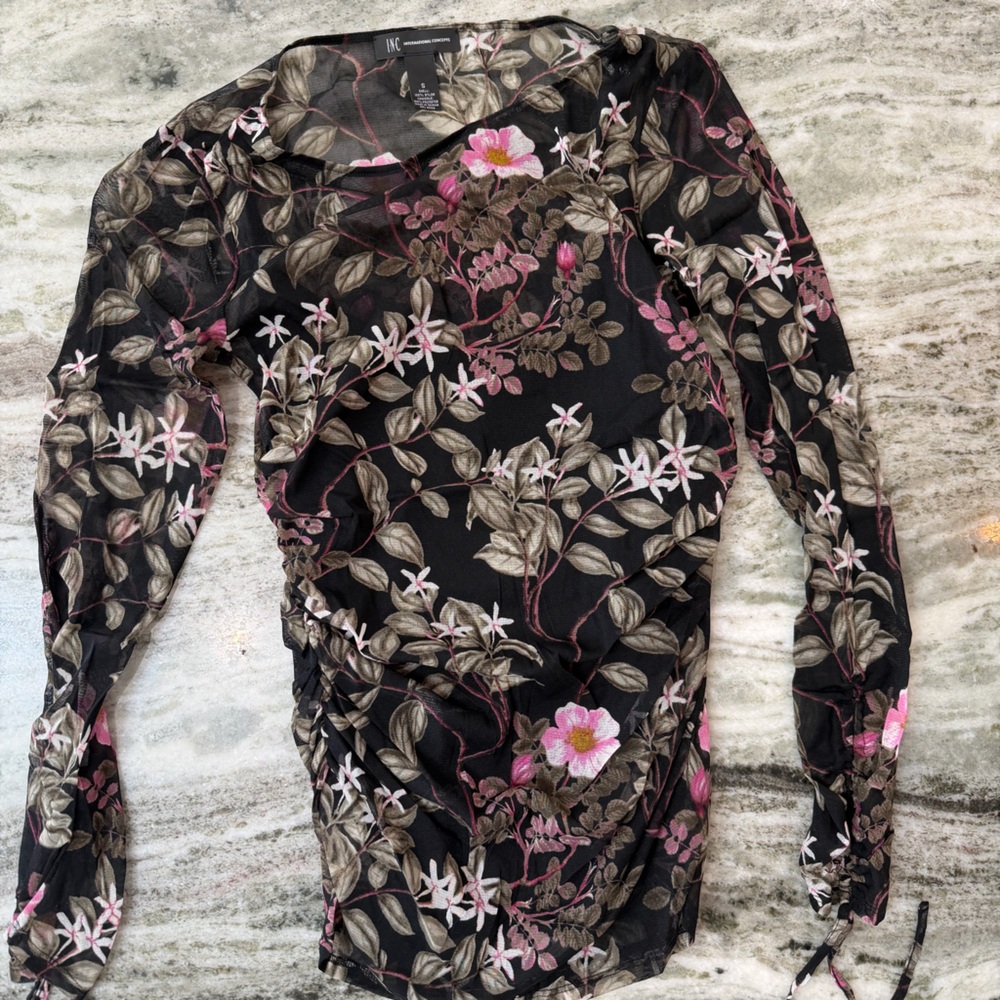 INC International Concepts Floral Mesh Blouse